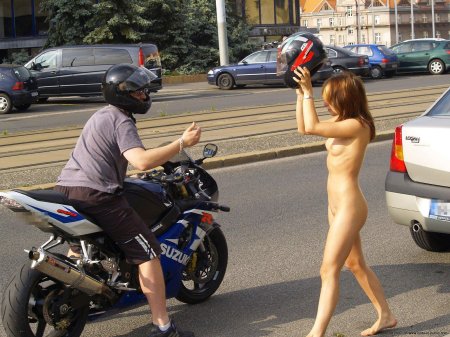 Girls without crap on a motorcycle