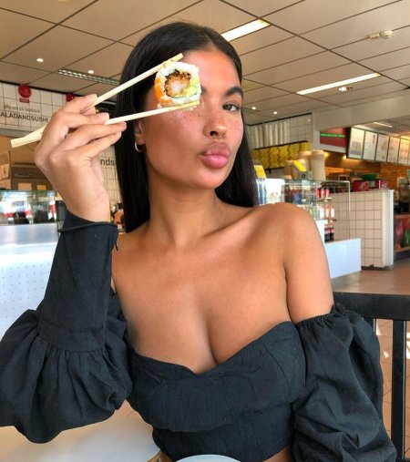 Sushi on a girl