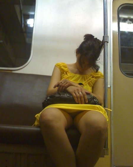 Naked women in public transport