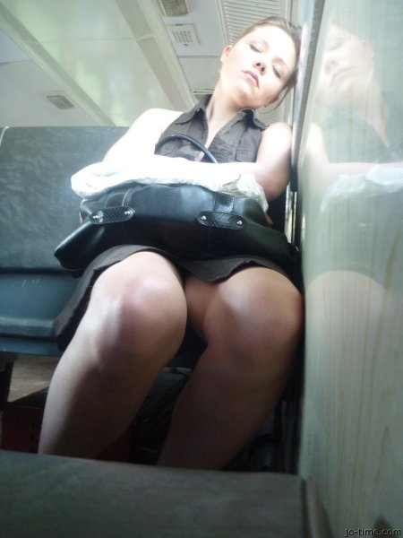 Girls without panties in transport