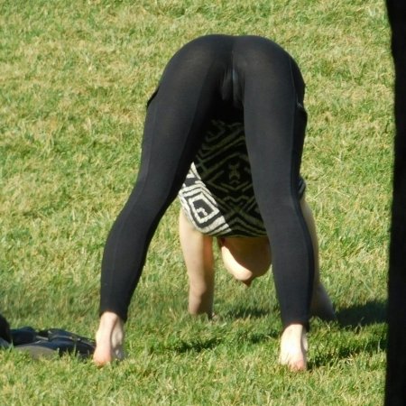 Girl in leggings Bended off