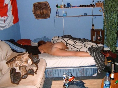 Sleeping girls naked bare Students in a hostel