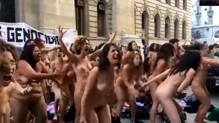 Protesting naked women