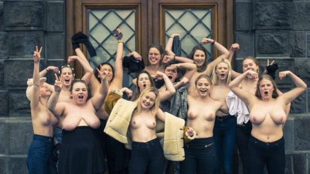 Exposed breasts in the market