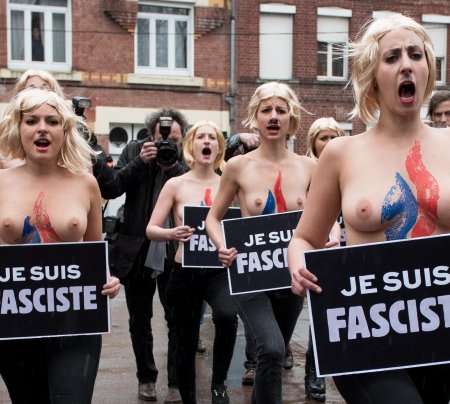 Feminists with bare breasts