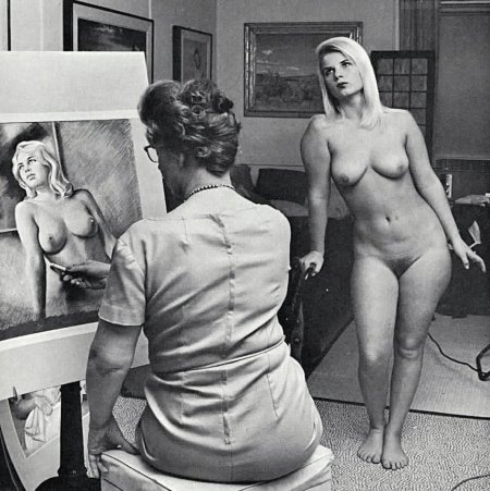 Naked women of the retro model