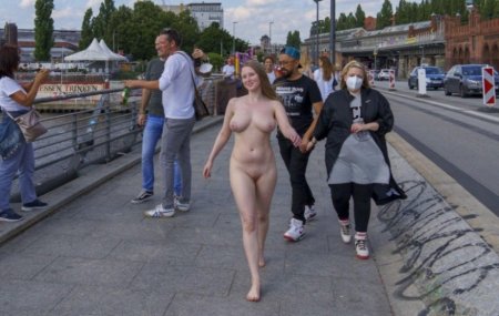 Walked naked along the street