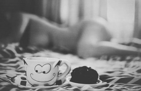 Erotic coffee in bed