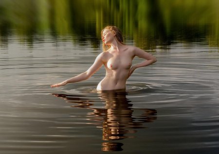 Naked in the water