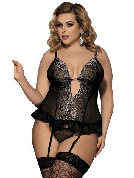 Plus Size Lace Mesh Teddy