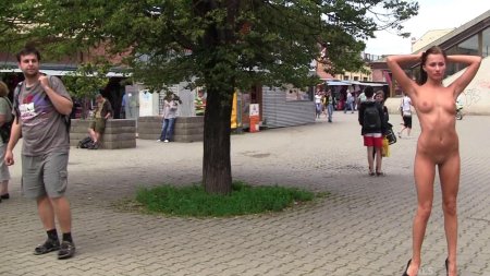 The girl undressed on street a dispute