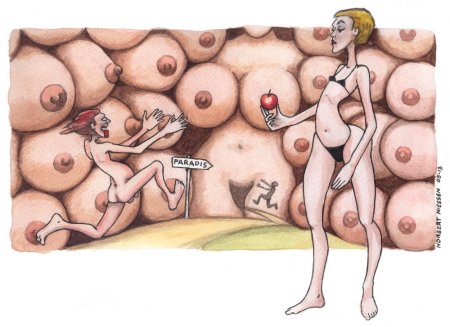 Caricature with naked boobs