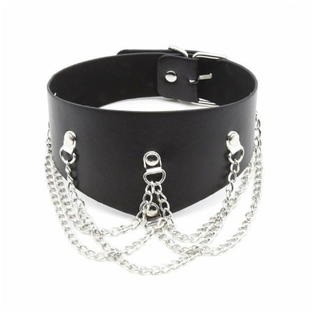 Frenzyxxxx Metallic collar with a chain