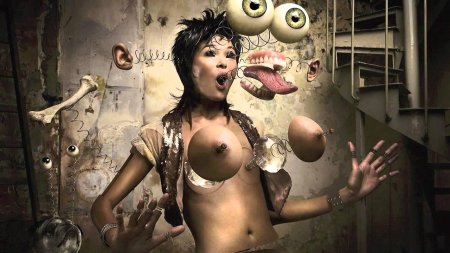 Crazy naked woman