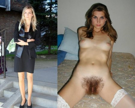 Girls in clothes and without