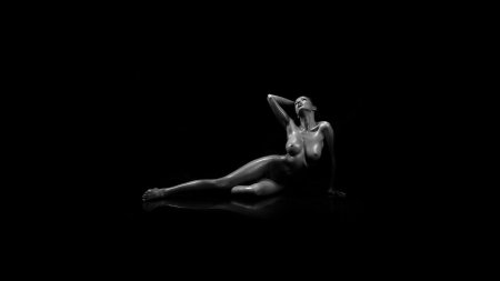 Naked girls on a black background
