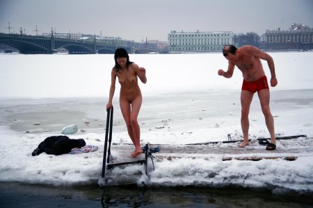 Girl in the ice hole