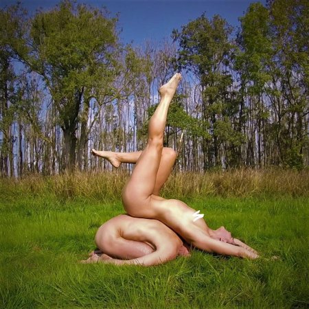 Housing yoga naked in nature