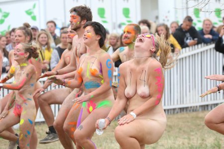 Old women naked at the festival