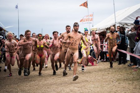 Naked girls on Roskilde Run Festival