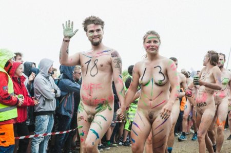 Naked girls on Roskilde Run Festival