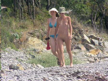 Without panties on a public beach