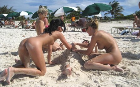 Family nudist beach
