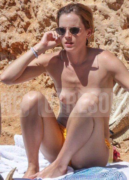 Emma Watson Topless on the beach
