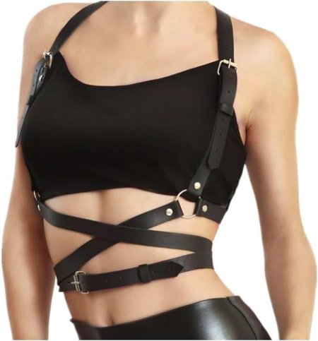 Leather belts on Breast
