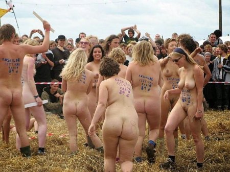 Naked beautiful women at the festival