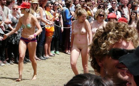 Naked students at the festival