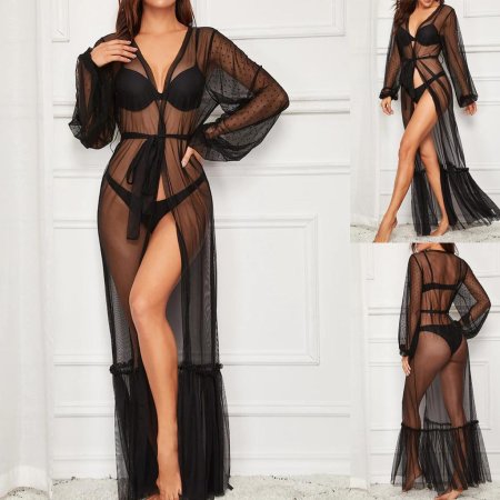 Transparent long peignoir
