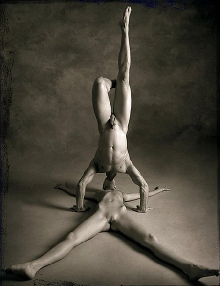 Naked circus gymnasts