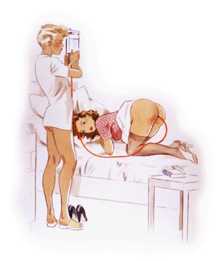 Erotic drawings of the enema