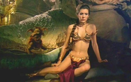 Carrie Fisher Princess Leia in gold Bikini