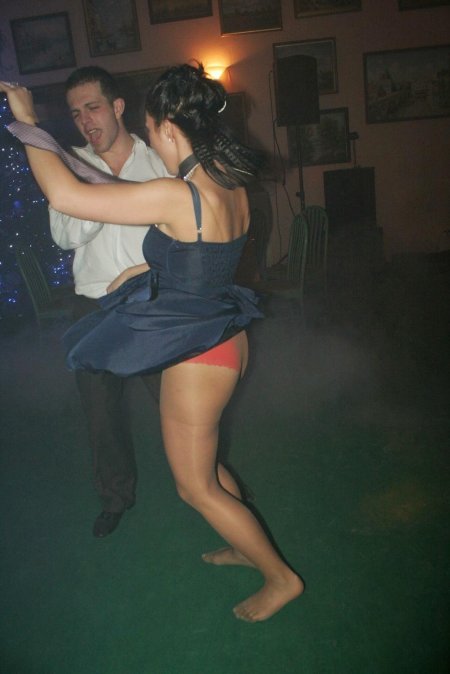 Lifted up a dress on corporate party