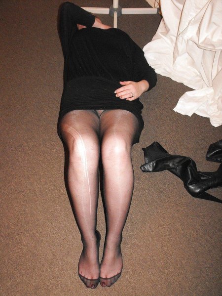 Drunk legs in stockings home