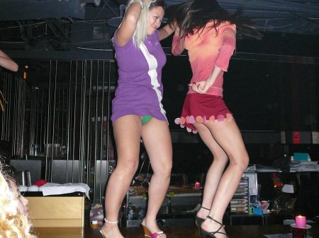 Under a dress at disco