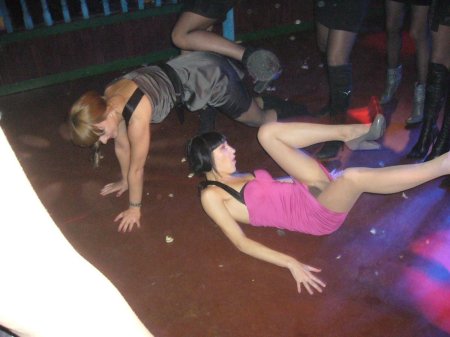 Drunk women on a corporate party